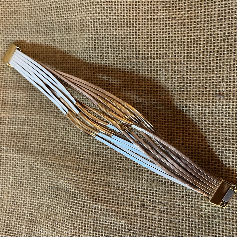 Gold and White Multi-Strand Bracelet